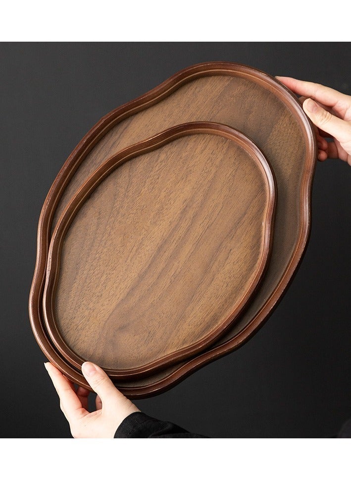 Recycled Walnut Wood Decorative Tray - Vintage Irregular Shape , Ramadan Serving Tray for Tea/Desserts, Home Gift Decor - Image 3